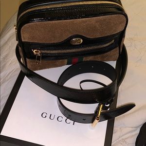 Brown Suede Ophidia Belt Bag